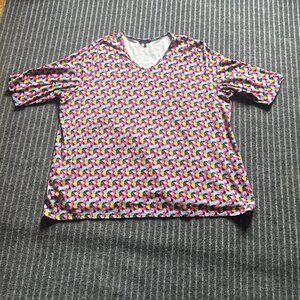 Ulla Popken top size 32/34 Women's Tunic Black with hearts 95% cotton